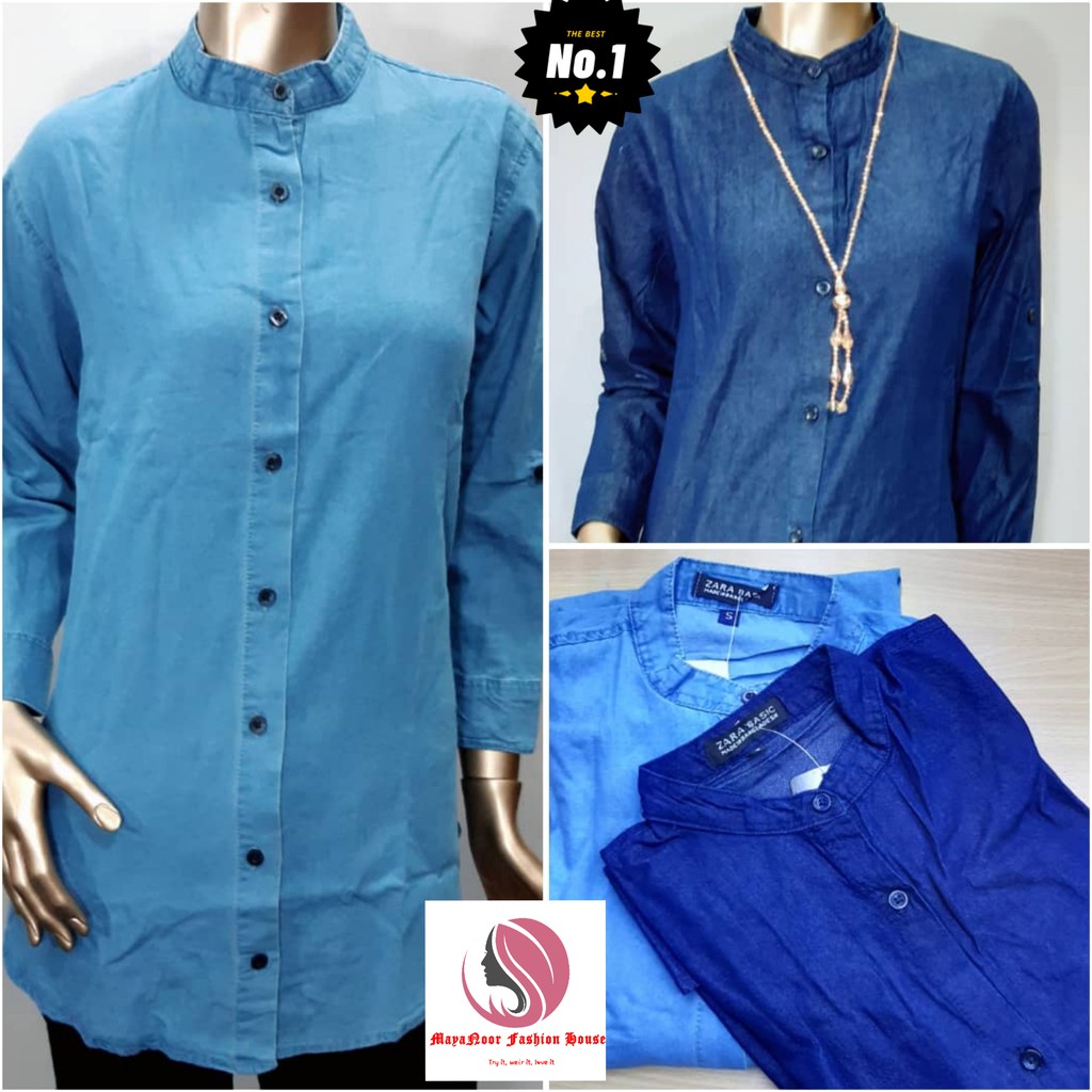 New Collection Baju  Muslimah Blouse  Long Button Premium 