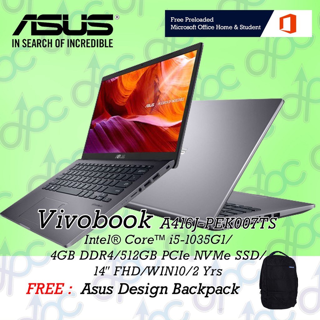 ASUS A416J PEK007TS A416J PEK008TS 14 FHD LAPTOP NOTEBOOK I5