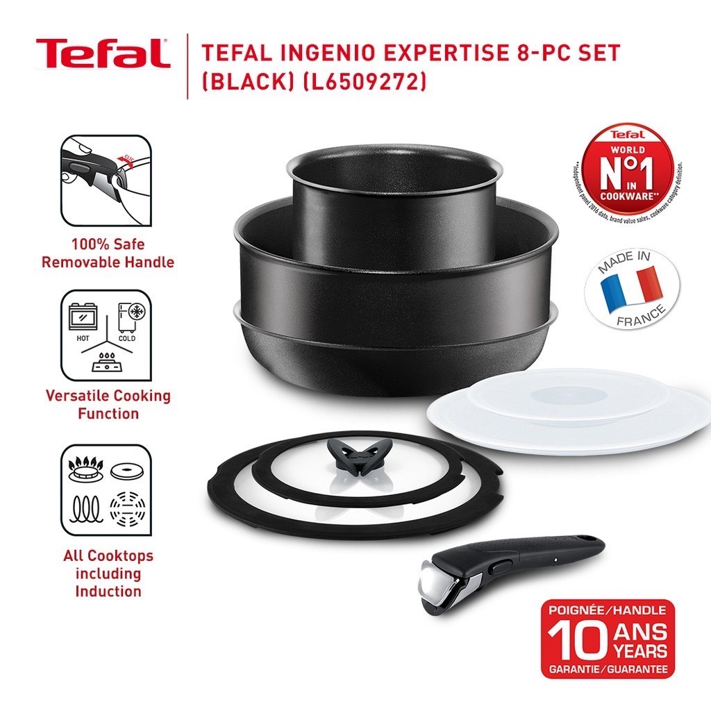 Tefal Ingenio Expertise Black 8 piece Non Stick Cookware Set L6509272