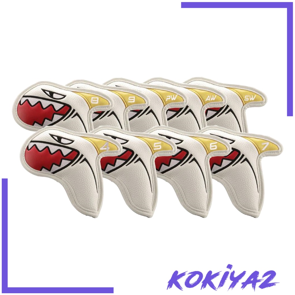 [kokiyaebMY] 9x Shark Golf Iron Head Covers Leather PU Golf Club Headcovers Shopee Malaysia