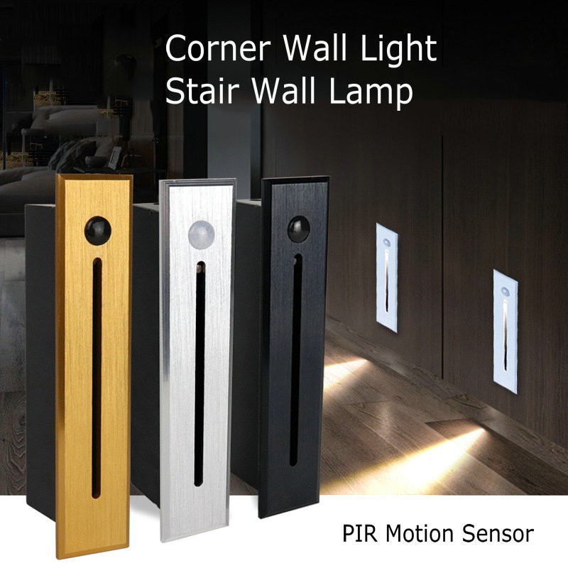 3w Led Stair Light With Pir Motion Sensor Recessed Wall Lights Indoor Corner Lamp Hotel Hallway Staircase Lamps Ee Malaysia - Stair Recessed Wall Lights