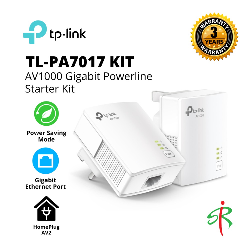 Tp Link Tl Pa7017 Kit Av2 Av1000 Gigabit Ethernet Lan Powerline Network Adapters Starter Kit Shopee Malaysia