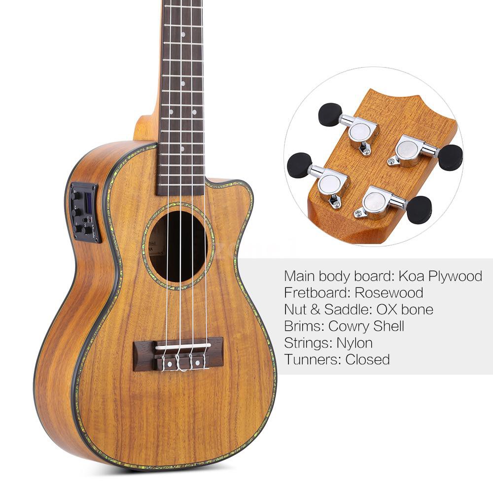 24 Inch Cutaway Ukulele Hawaii Guitar Rosewood Fretboard  Equalizer P4W8 