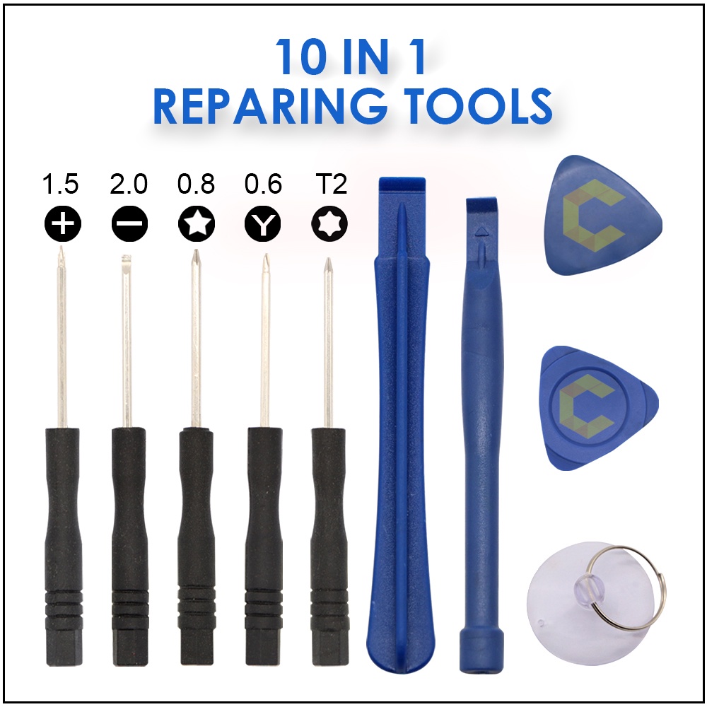 CellCare 10 in 1 Repair Tool Kits Alat Baiki Handphone Compatible For