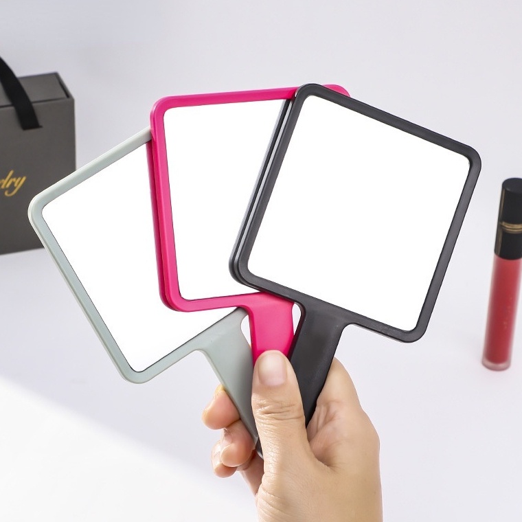 1 Pcs Random Color ABS Plastic Handle High Definition Lens Mirror / Ladies Carry Around Square Beauty Vanity Mirror Makeup Tools