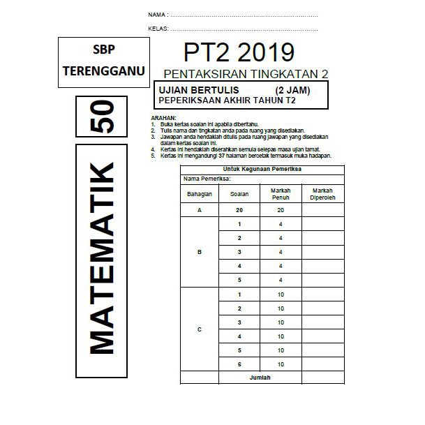 Set Soalan Akhir Tahun SBP Tingkatan 2 (LENGKAP + FORMAT ...