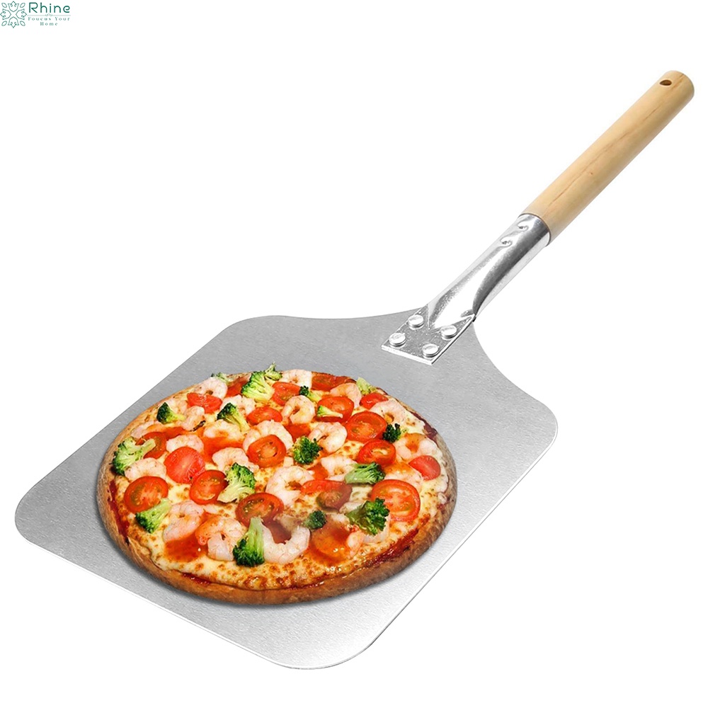 【Rhine】56cm Aluminum Pizza Peel Shovel Paddle Pancake Oven Baking Tool With Wood Handle