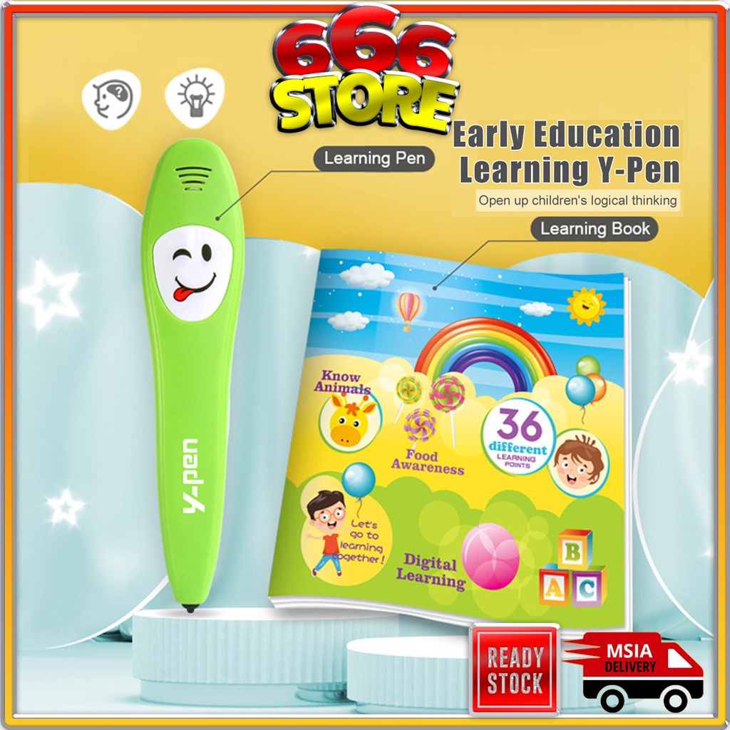 [New Arrival] Electronic Y-Pen Intelligent Learning 36 Pages Book Sound and Light Kid Education Toy [666 Store]