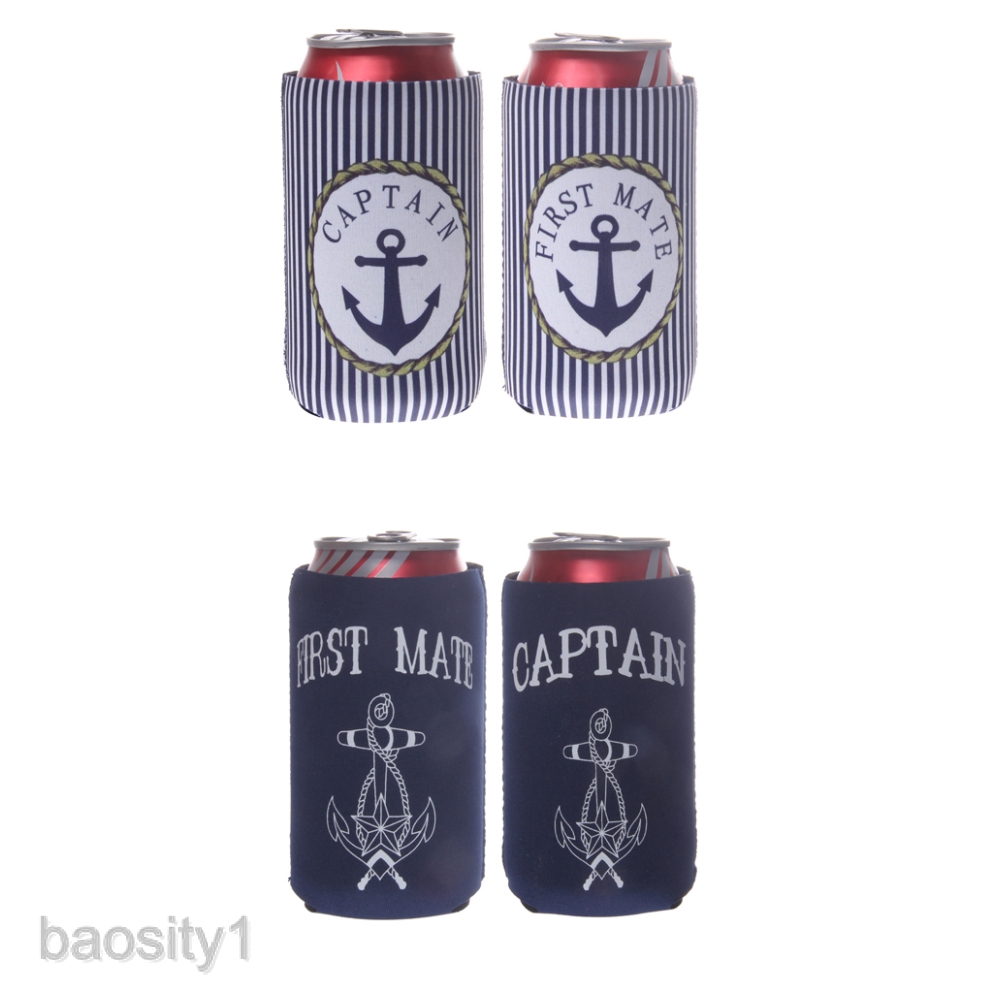 [baositybfMY] 2 Pair Nautical Can Stubby Holder And FIRST MATE