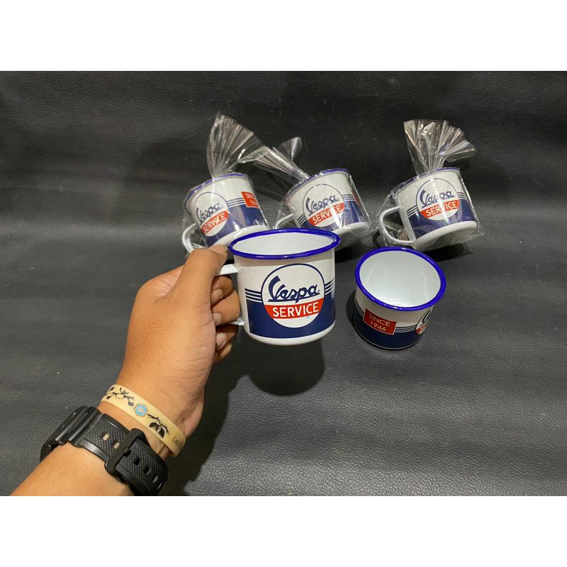 Glass Cup cuntang mug Cans enamel vespa service diameter 7cm Screen decal Not Sticker vintage anti-Shatter original Details Same Rich import sip i Suitable For Workshop Or At Home More Romantic Especially For outdoor Invitations Very Suitable