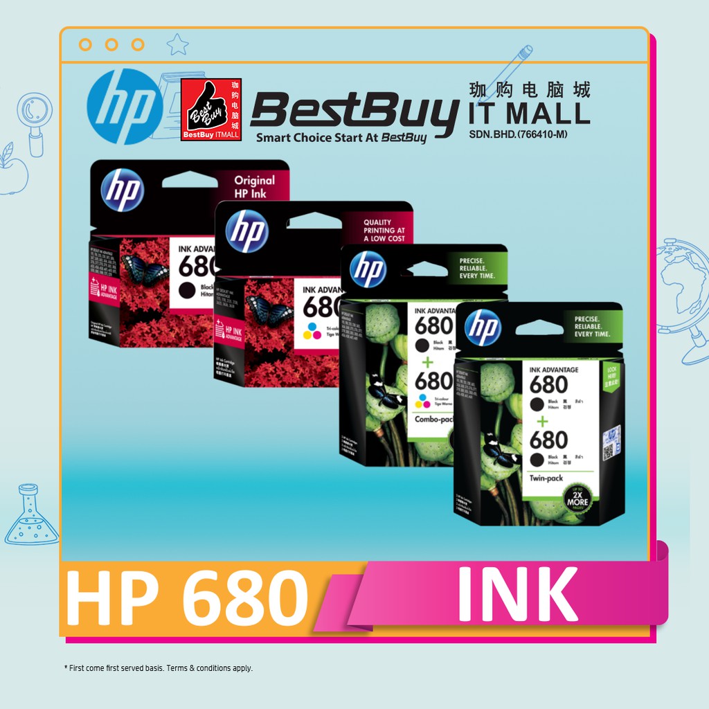HP 680 Black / TriColor / Combo / Twin Pack Original Ink Advantage