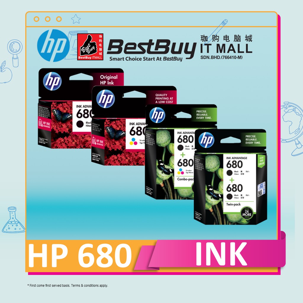 Hp 680 Black Tri Color Combo Twin Pack Original Ink Advantage