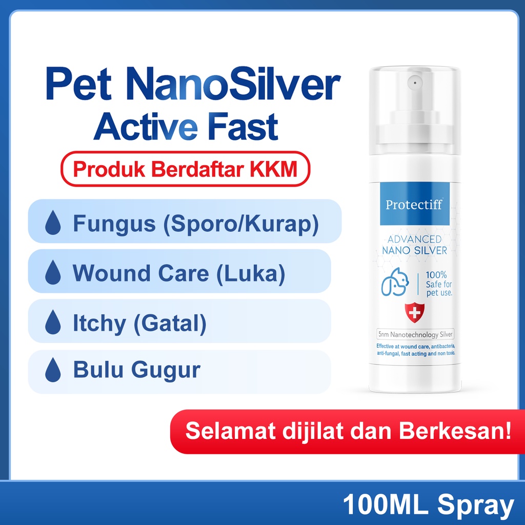 Protectiff 50PPM Advanced Colloidal Nano Silver Spray Kucing Ubat Sporo