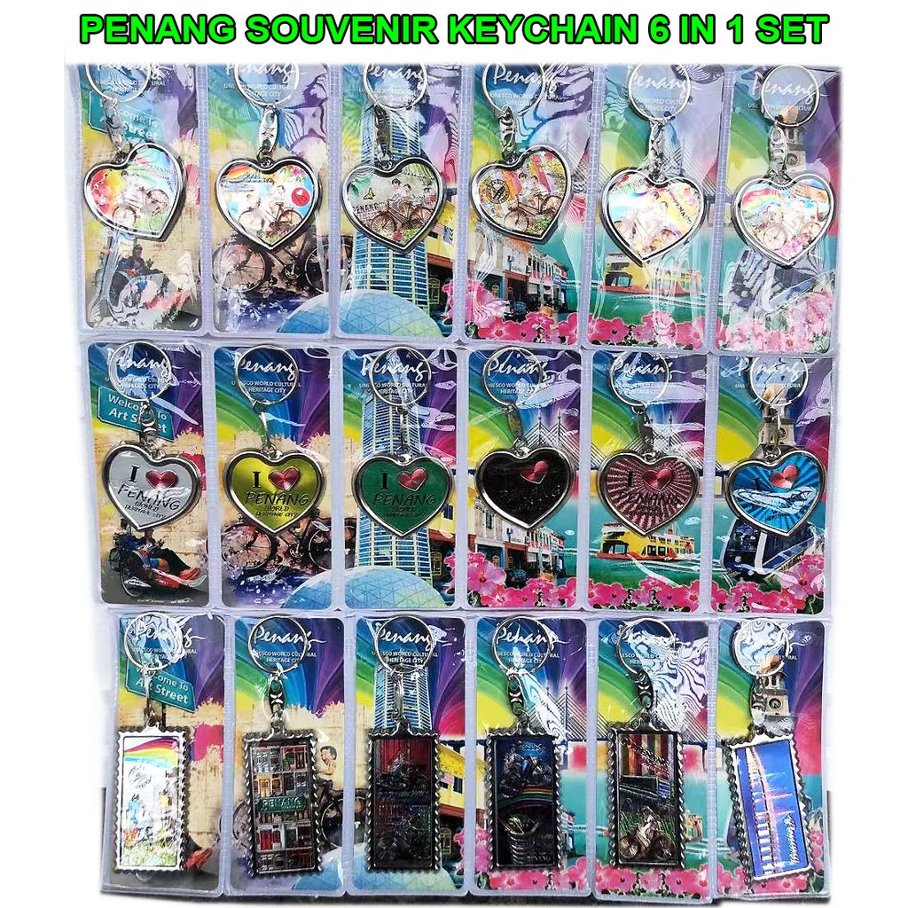 Malaysia Penang Souvenir Keychain 6 in 1 design / Gantungan Kunci Penang Malaysia