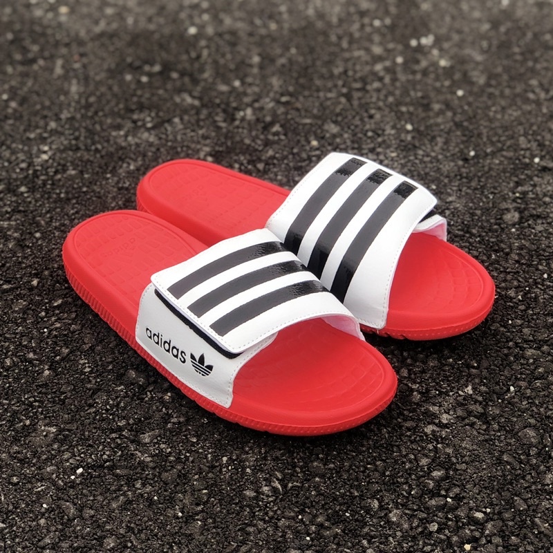 red and white adidas sandals