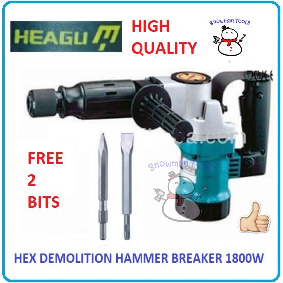 HIGH QUALITY HEAGU 1800W HEX DEMOLITION HAMMER BREAKER HACKER 17MM FREE