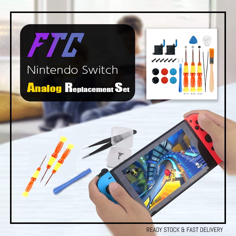 FTC Nintendo Switch OLED 24in1 Analog Exchange Set with 6pcs Analog & Screw Driver & Brush Kit NS Accessories