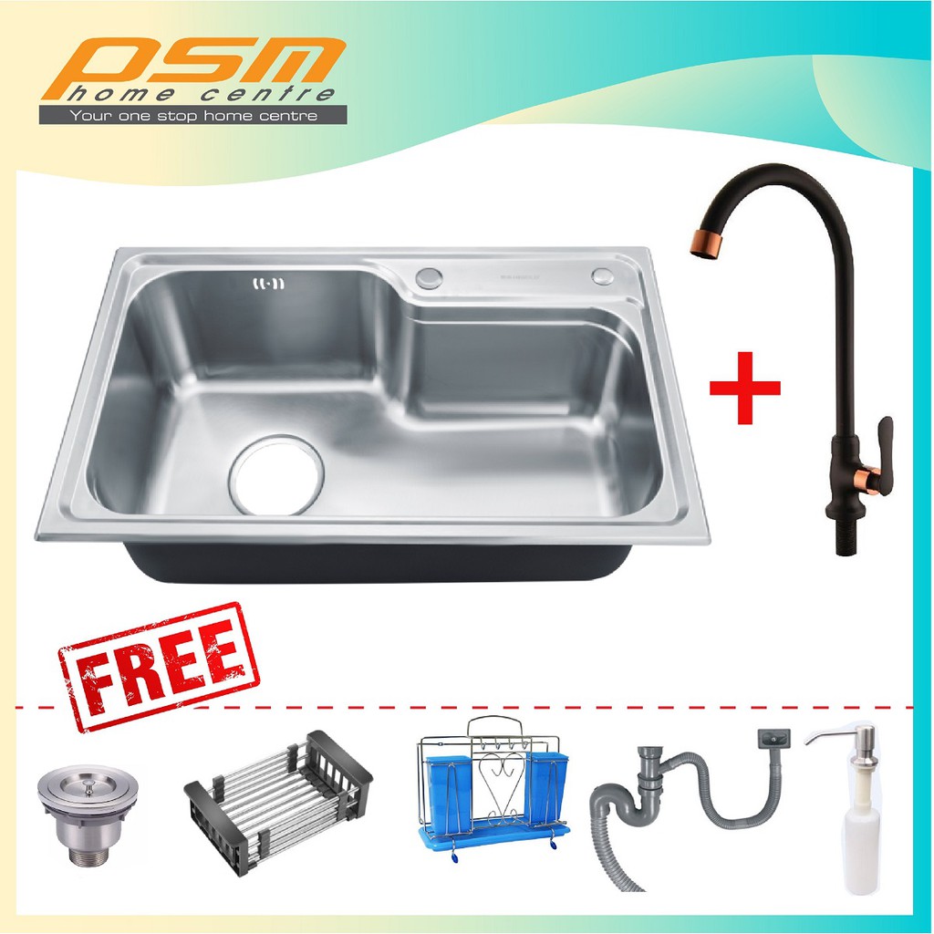 CABANA Stainless Steel Single Bowl Top Mounted Kitchen Sink Package