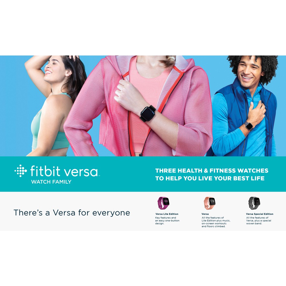 fitbit versa lite smartwatch with small & large band