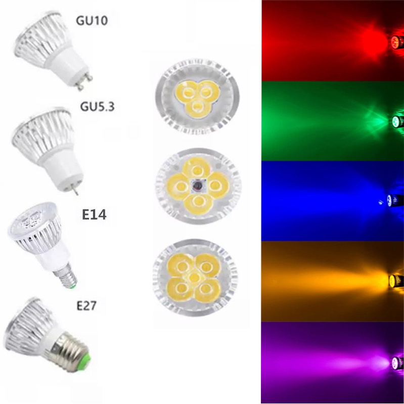 Colorful Led ceiling down light GU10 GU5.3 E27 E14 15W 12W 9W 85-265V LED Lamp Spotlight Bulb Red Yellow Blue Green Purple