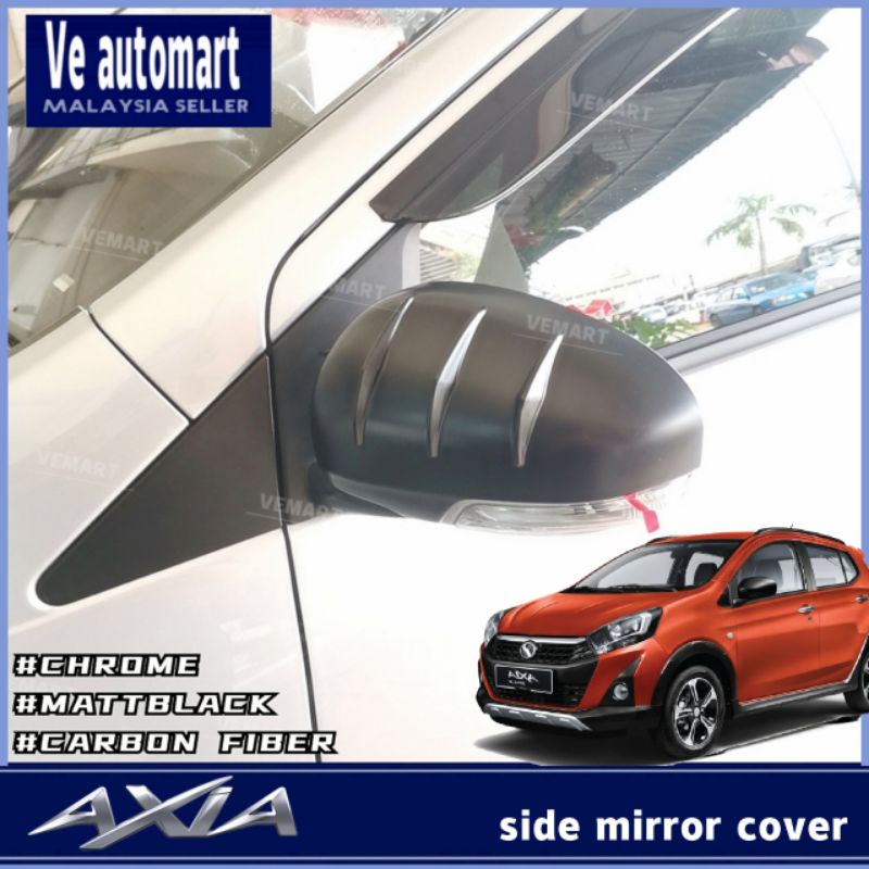 Vemart Perodua axia car side mirror cover sportivo design chrome matt