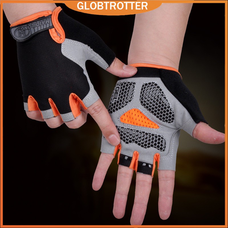 Bicycle Half Finger Gloves with Shock-absorbing Foam Pad Anti-slip Breathable Cycling Gloves Bike Riding Gloves for Man and Woman 