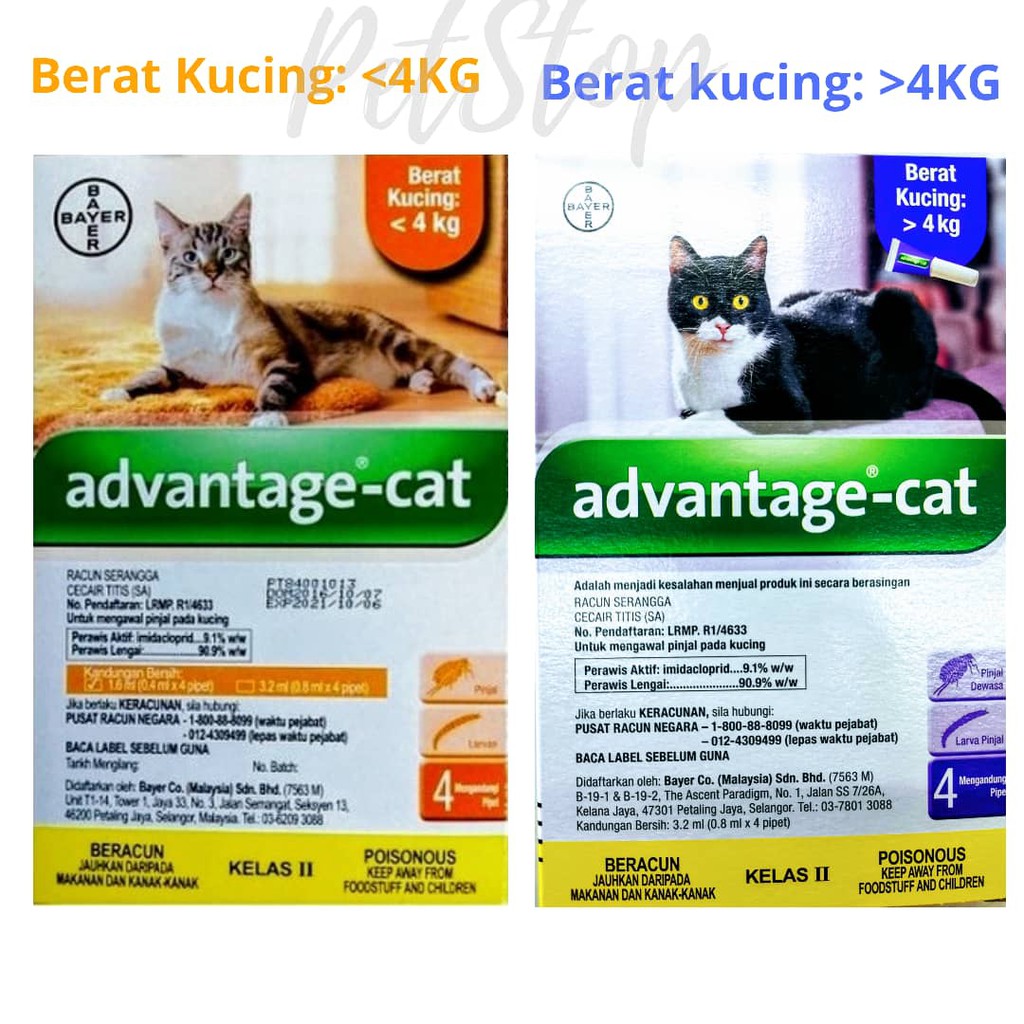 Bayer Advantage Cat Spot On S / Ubat Kutu Kucing  Shopee 