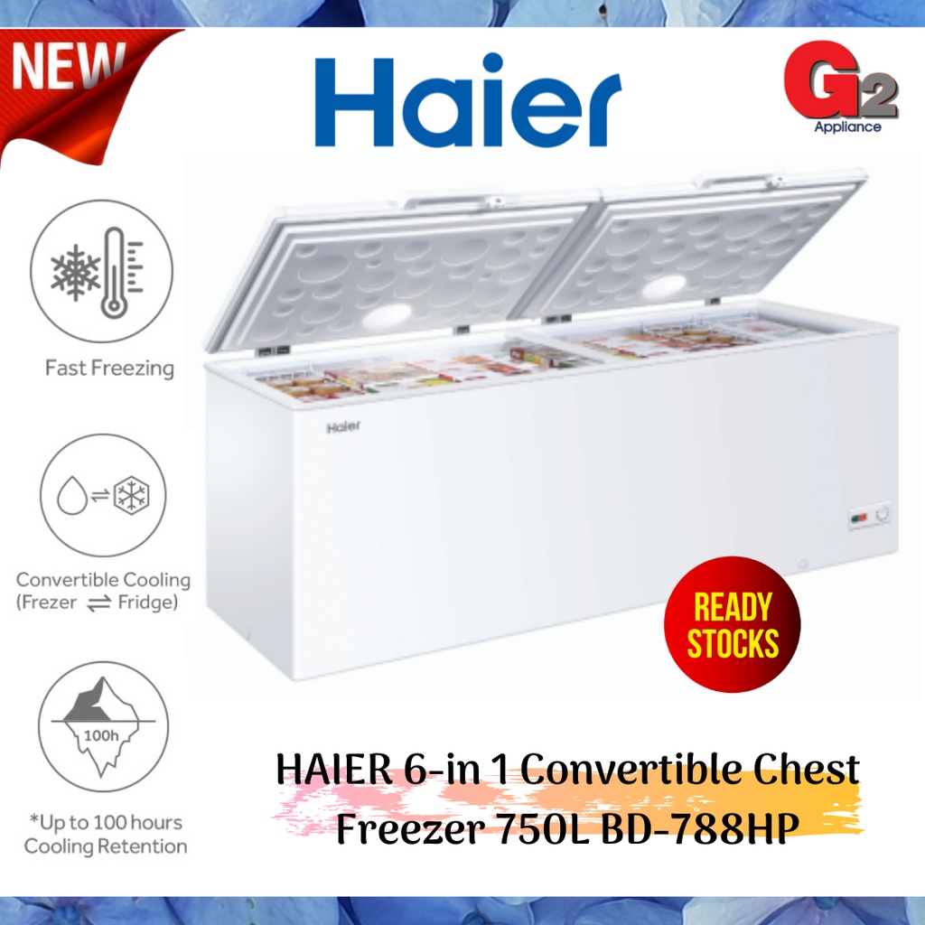 HAIER (Send By Lorry+Ready Stock) 6in 1 Convertible Chest Freezer 750L BD788HP Shopee Malaysia
