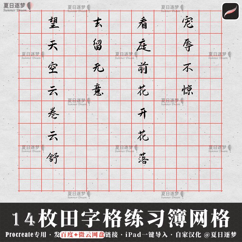 Buy Procreate笔刷14枚田字格方格波点练习簿网格ipad一键导入 03广告设计背景原创素材 Seetracker Malaysia