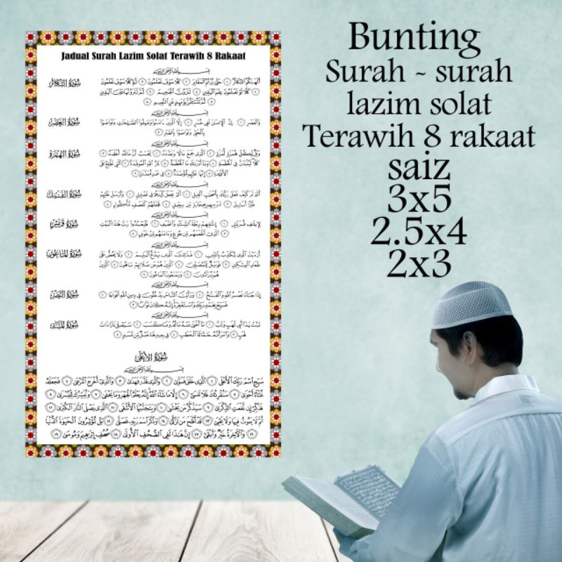 Banner Surah-surah Pendek Solat Terawih untuk 8 rakaat dan 20 rakaat ...