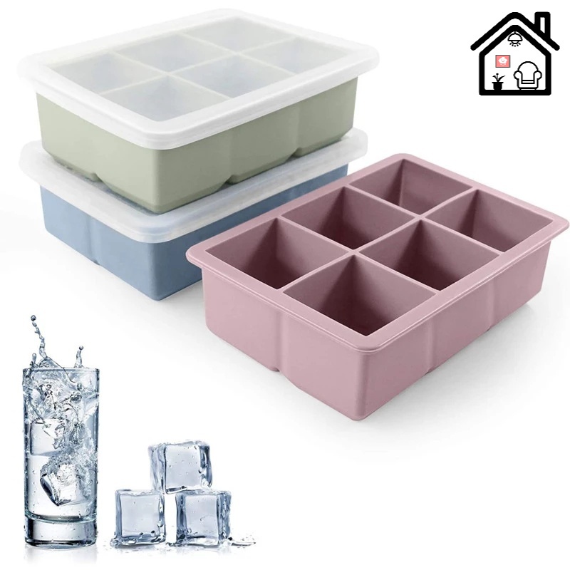 6 Grids Ice Cube Maker Silicone Mold For Ice Candy Cake Pudding/Square Shape Chocolate Molds Easy Release