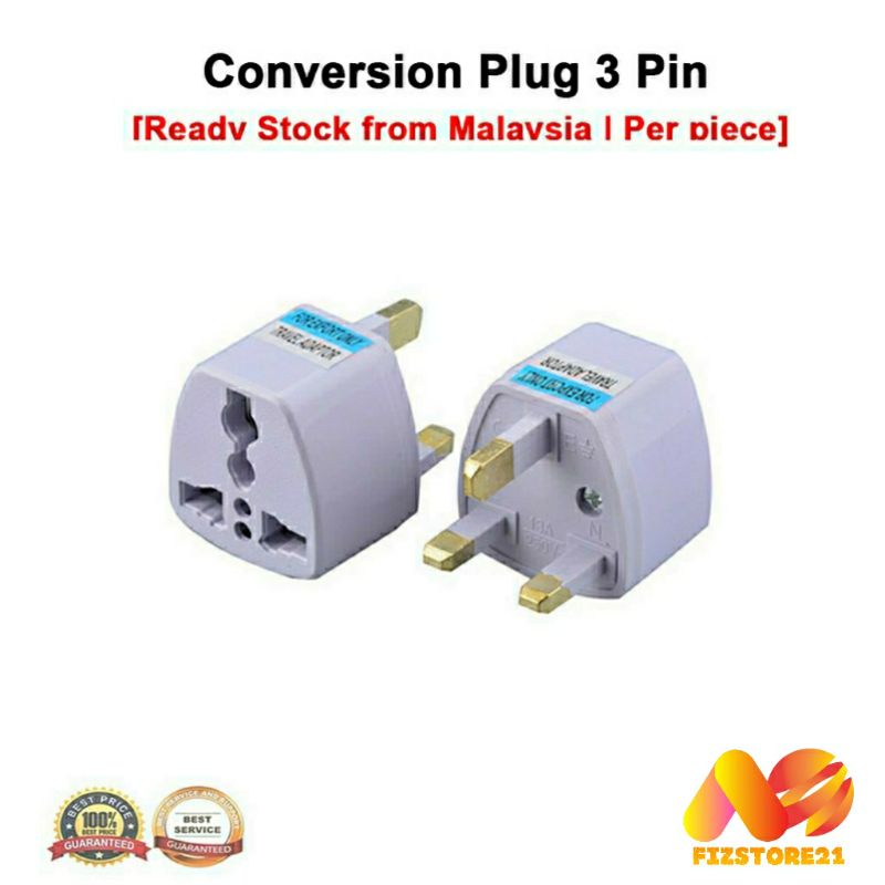 3 Pin & 2 Pin Conversion Plug Universal Adapter British Socket Adapter