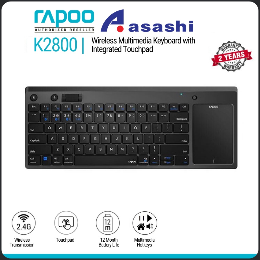 Rapoo K2800 Wireless Multimedia Keyboard with Integrated Touchpad