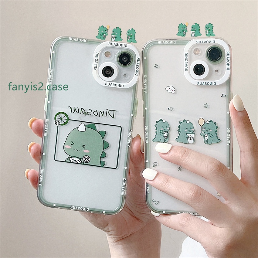 L🥳 Hot Sale 🌈 Casing Redmi 10C 10A 10 9 9T 9C 9A 9 Note 11s 10s 9s 11 10 9 8 Pro mi Poco X4 X3Pro X3NFC M3 Pro F3 11Lite 10T 11T Pro 12Pro Cute Green Dinosaur Phone Case Clear TPU Soft Cover