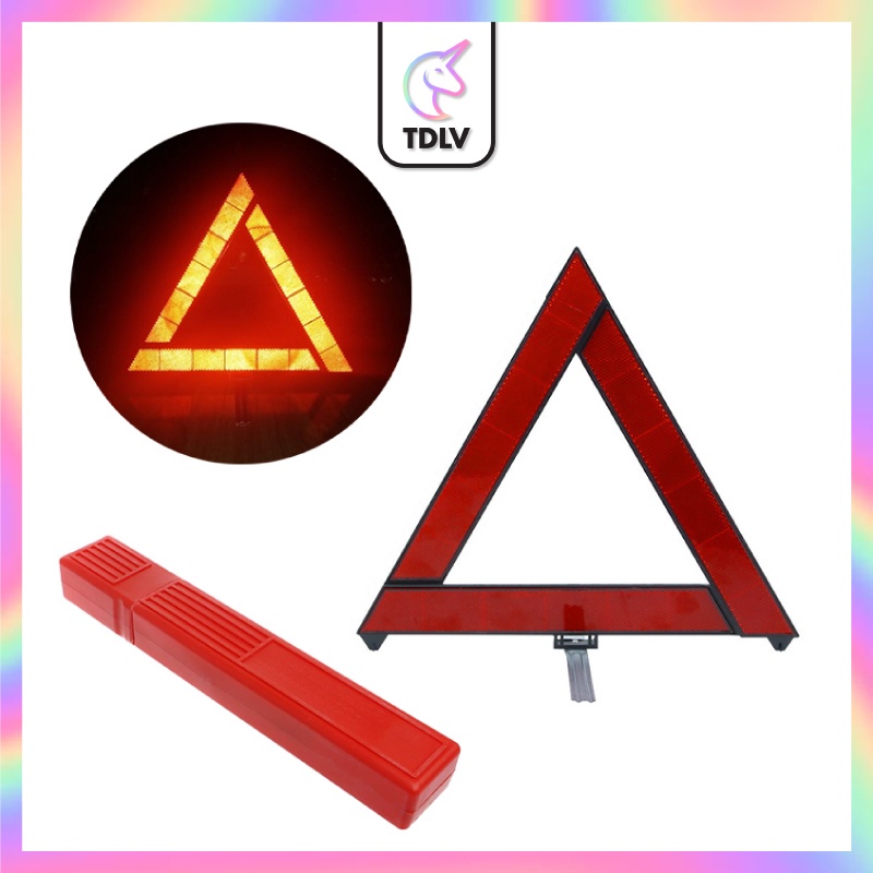 TDLV Car Warning Safety Road Triangle Bar Sign Emergency Reflective Kit Exclamation Mark Lampu Segitiga Kecemasan