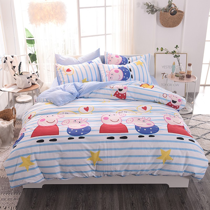 Moojiin Peppa Pig Zip Open Quilt Duvet Cover 2 Pillow Covers 3 4