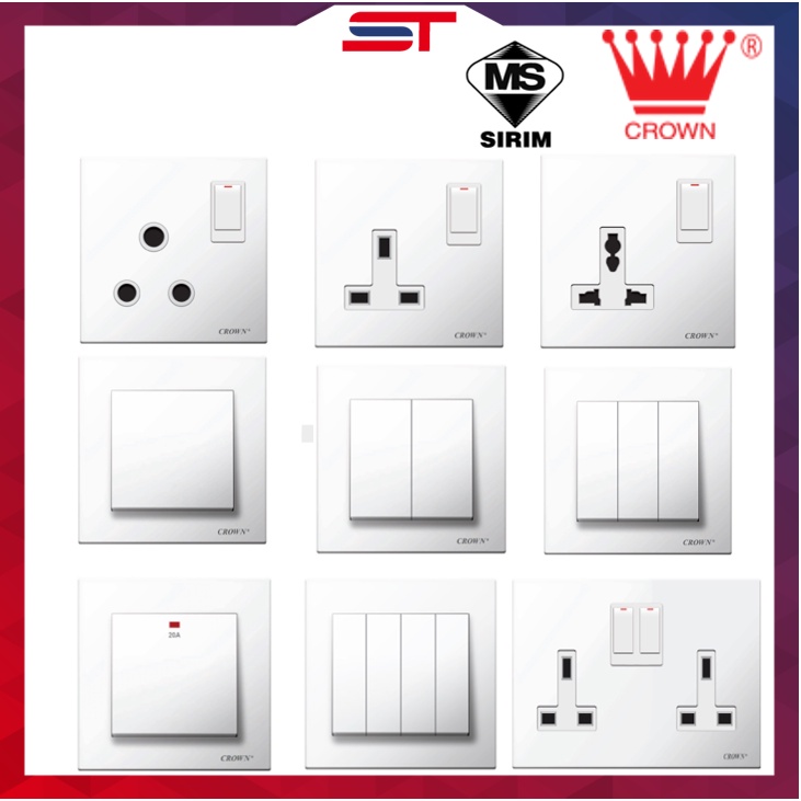 CROWN SWITCH SOCKET OUTLET CE SERIES SIRIM APPROVED / SWITCH SOCKET / SWITCHES OUTLET / SWITVHED