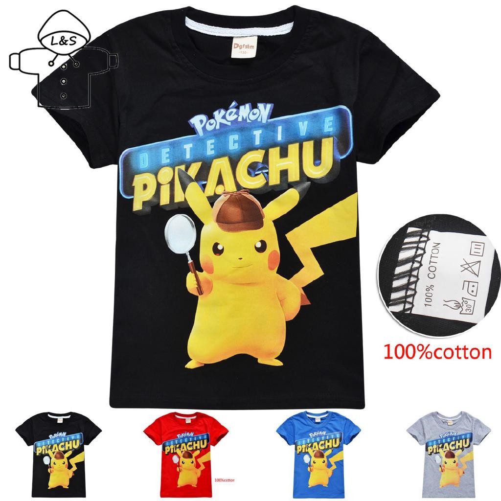 L S Children T Shirt Pokemon Detective Pikachu Movie Short Sleeved