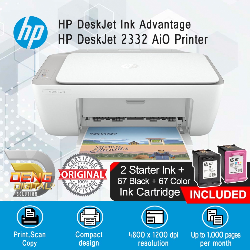 HP DeskJet 2332 AiO Printer ( Print / Scan / Copy ) Shopee Malaysia