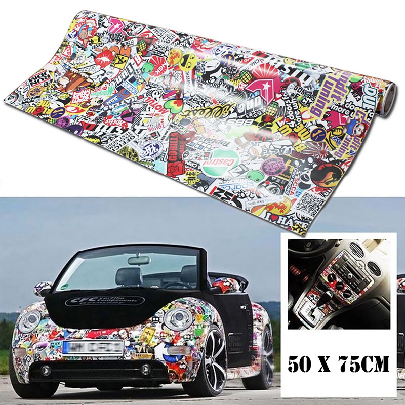 Rock Panda Cartoon Graffiti Car Sticker Bomb Wrap Sheet Decal Sticker 20" x 30"