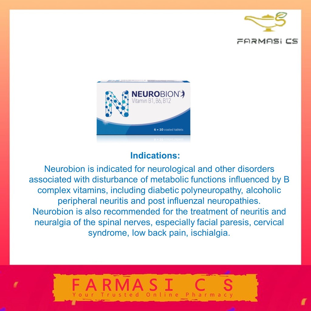 Neurobion Vitamin B1 B6 B12 Strengthen Nerves 60 Tablets x 2 boxes
