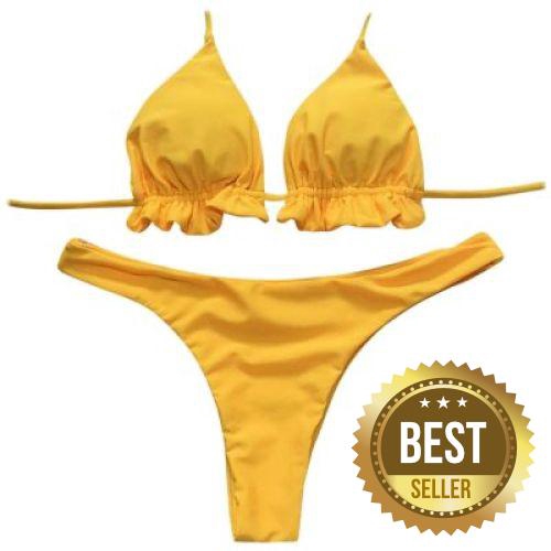 yellow ruffle bikini