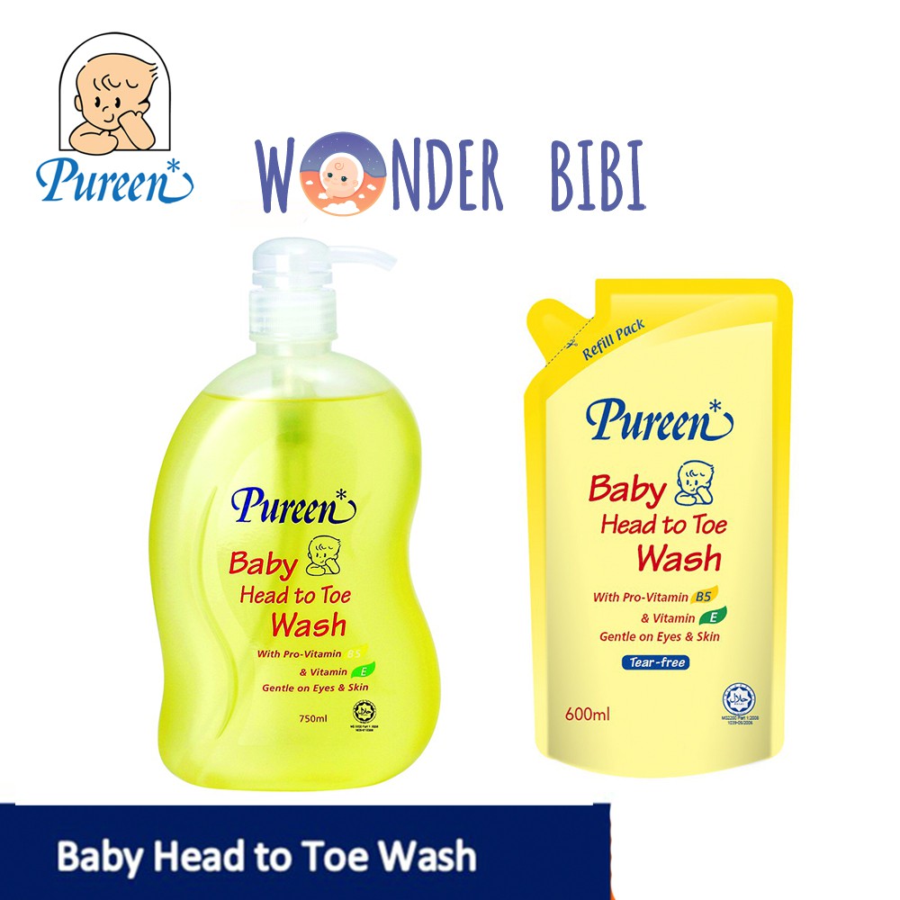 Pureen Baby Head to Toe Wash Bottle (750ml) or Refill (600ml) | Shopee ...