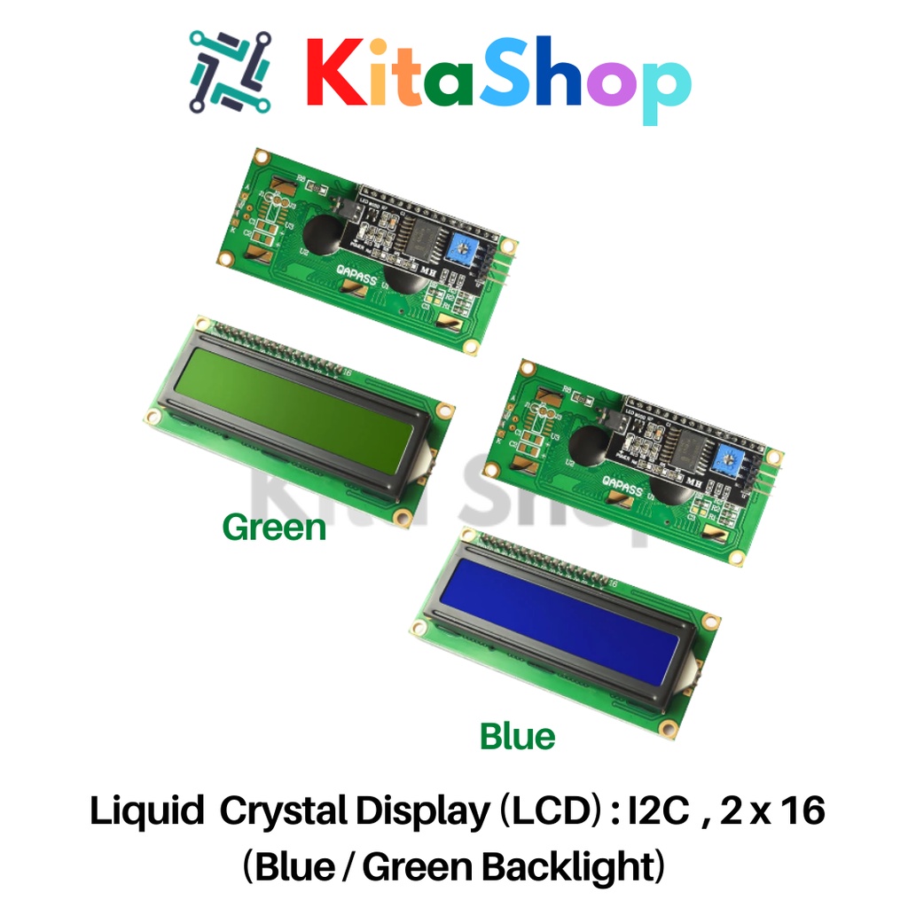 Liquid Crystal Display (LCD) I2C , 2 x 16 (Blue / Green Backlight