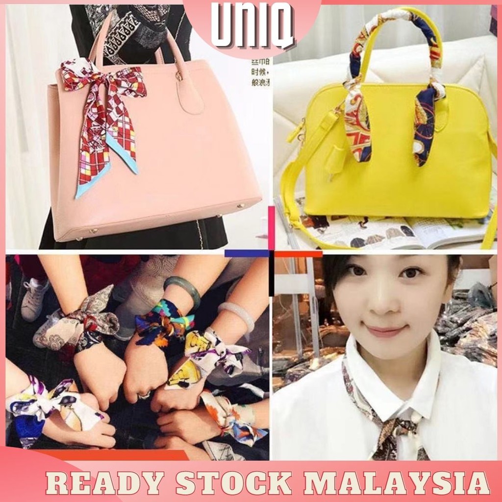 READY STOCK Ladies' Twilly Ribbon Bag Tied Handle Small Ribbon Scarf