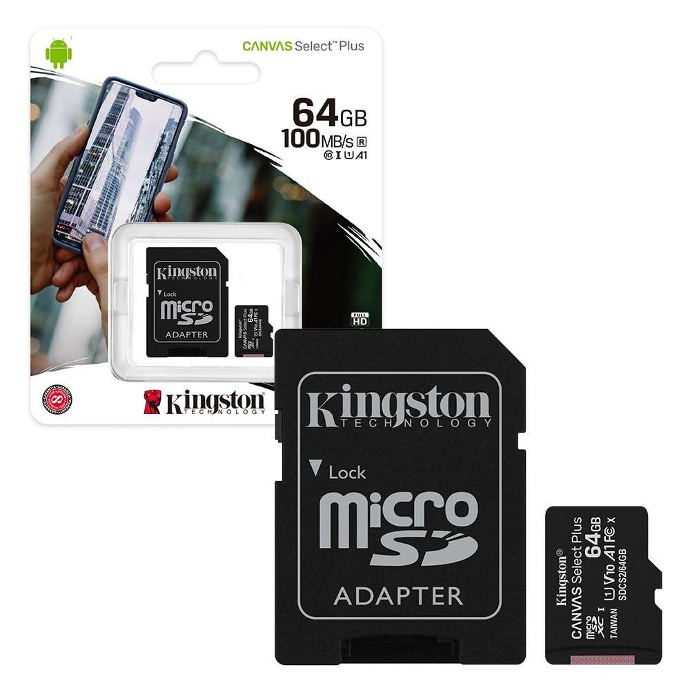 Kingston 64 Gb Micro Sd Memory Card Canvas Select Plus Class 10 With Adapter For Phone Cam Recorder Shopee Malaysia