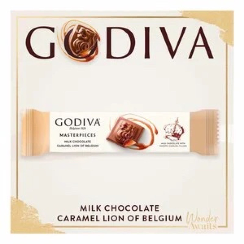 GODIVA Masterpieces Milk Chocolate Caramel Lion of Belgium Bar per bar