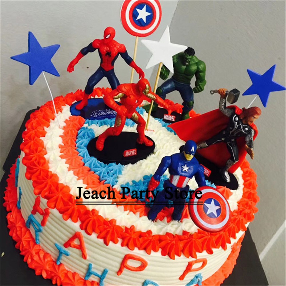 Pack of 24 The Avengers and Superheros Cupcake Topper Picks Boy Children Party Decoration Kids Birthday Party Decoration Supplies 