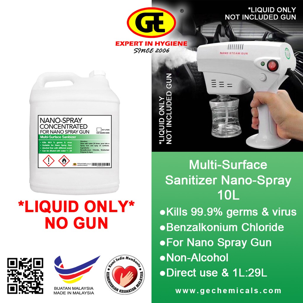 Nano Spray Gun MultiSurface Sanitizer Nanomist 10KG Steam gun(129
