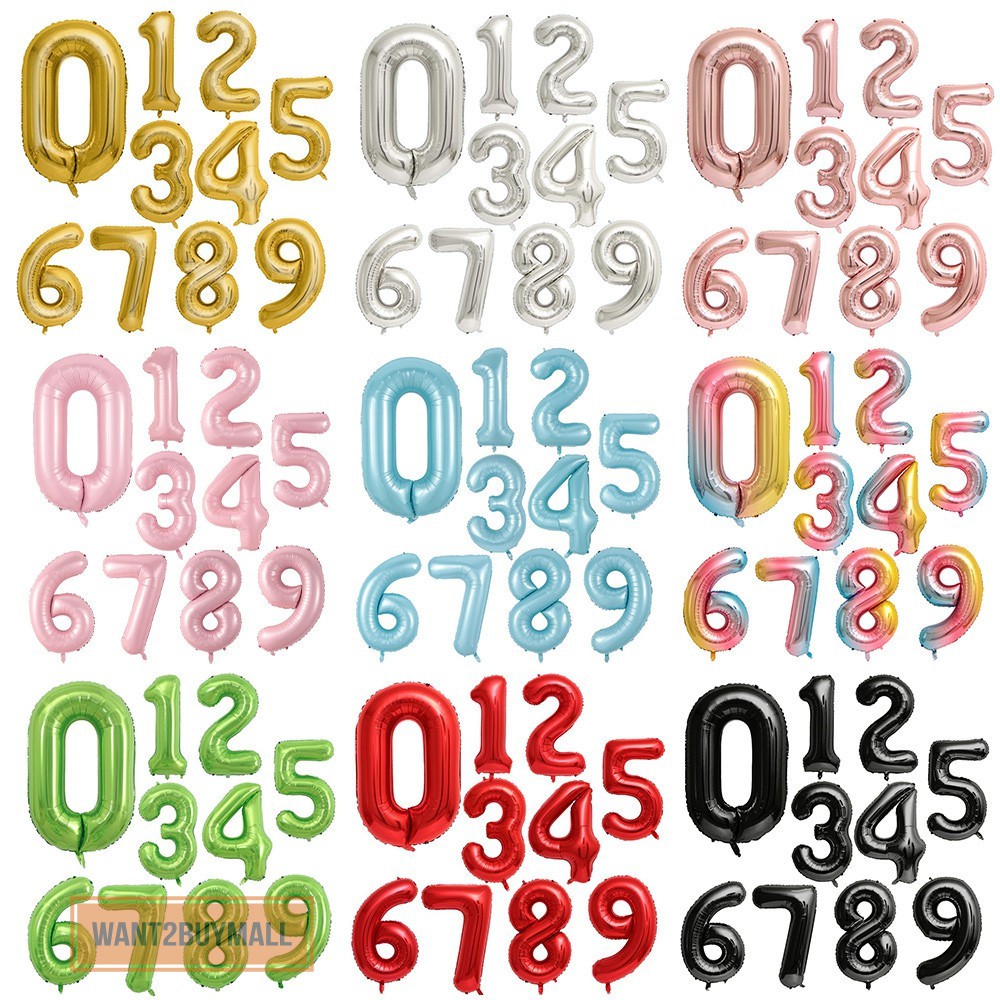 ?? ?Hot Selling? 32 inch Number 0-9 Balloon Gold Silver Pink Party Decoration Nombor Aluminum Foil Balloon Party Belon